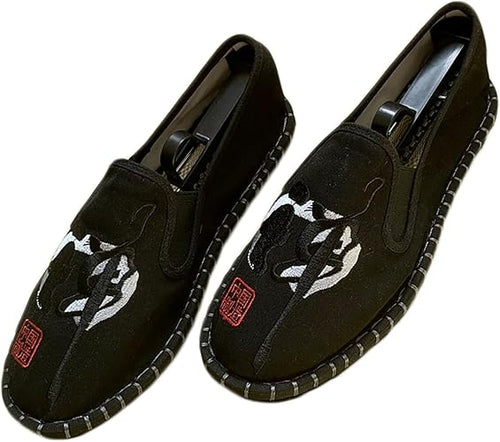 Embroidered Tai Chi Kung Fu Shoes, Unisex Canvas Martial Arts Flats, Traditional Chinese Slip-On Sneakers with Non-Slip Sole for Men and Women 12 Styles