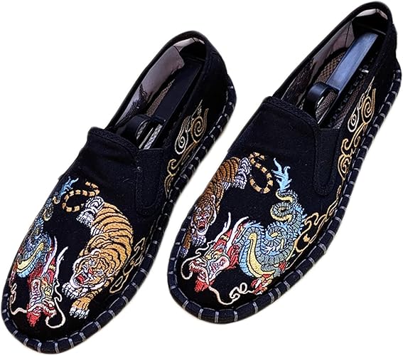 Embroidered Tai Chi Kung Fu Shoes, Unisex Canvas Martial Arts Flats, Traditional Chinese Slip-On Sneakers with Non-Slip Sole for Men and Women 12 Styles
