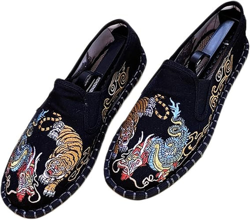 Embroidered Tai Chi Kung Fu Shoes, Unisex Canvas Martial Arts Flats, Traditional Chinese Slip-On Sneakers with Non-Slip Sole for Men and Women 12 Styles