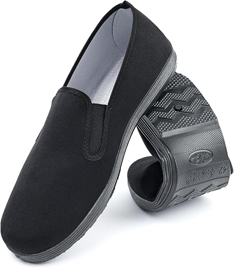 Chinese Style Slippers Kung Fu Tai Chi old beijing Martial Arts Shoes,Canvas Rubber Sole Unisex All Black