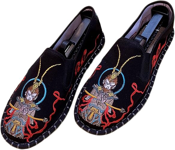 Embroidered Tai Chi Kung Fu Shoes, Unisex Canvas Martial Arts Flats, Traditional Chinese Slip-On Sneakers with Non-Slip Sole for Men and Women 12 Styles