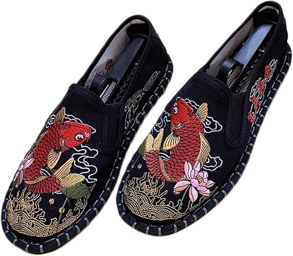 Embroidered Tai Chi Kung Fu Shoes, Unisex Canvas Martial Arts Flats, Traditional Chinese Slip-On Sneakers with Non-Slip Sole for Men and Women 12 Styles