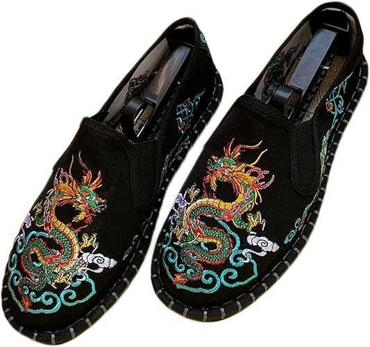 Embroidered Tai Chi Kung Fu Shoes, Unisex Canvas Martial Arts Flats, Traditional Chinese Slip-On Sneakers with Non-Slip Sole for Men and Women 12 Styles