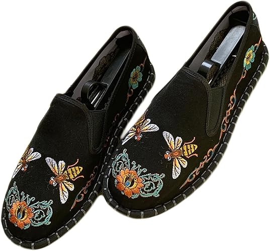 Embroidered Tai Chi Kung Fu Shoes, Unisex Canvas Martial Arts Flats, Traditional Chinese Slip-On Sneakers with Non-Slip Sole for Men and Women 12 Styles