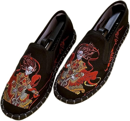 Embroidered Tai Chi Kung Fu Shoes, Unisex Canvas Martial Arts Flats, Traditional Chinese Slip-On Sneakers with Non-Slip Sole for Men and Women 12 Styles