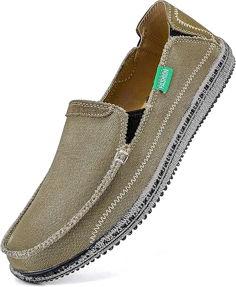 Mens Slip on Deck Shoes Casual Canvas Loafers Beach Boat Shoes Zero Drop Vintage Flat
