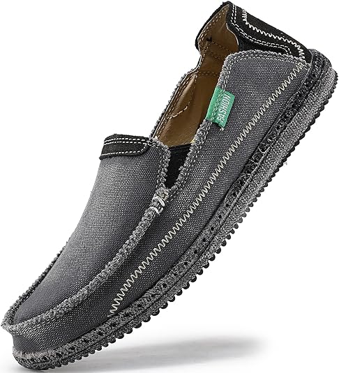 Mens Slip on Deck Shoes Casual Canvas Loafers Beach Boat Shoes Zero Drop Vintage Flat