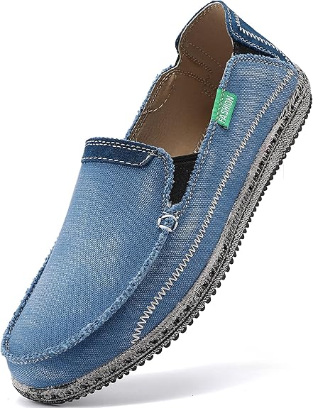 Mens Slip on Deck Shoes Casual Canvas Loafers Beach Boat Shoes Zero Drop Vintage Flat