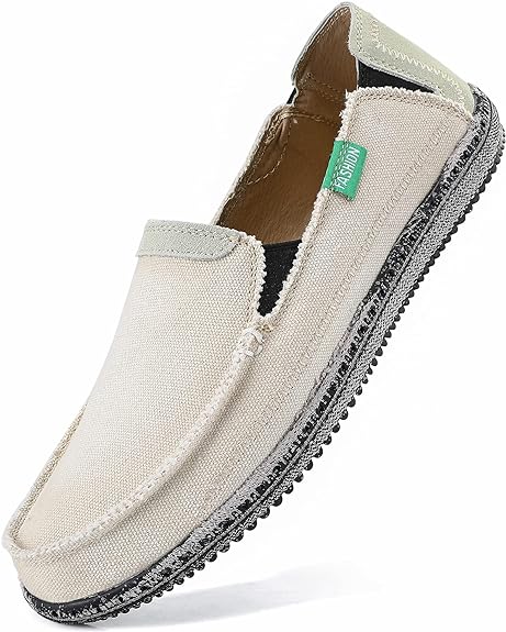 Mens Slip on Deck Shoes Casual Canvas Loafers Beach Boat Shoes Zero Drop Vintage Flat
